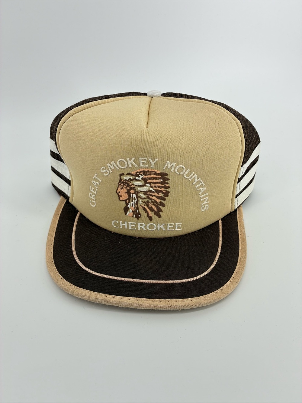 Cherokee Great Smokey Mountains Beige & Brown Trucker Cap